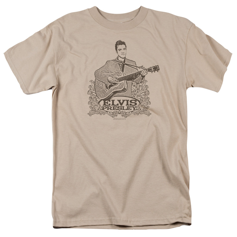Elvis Presley Laurels Mens T Shirt Sand