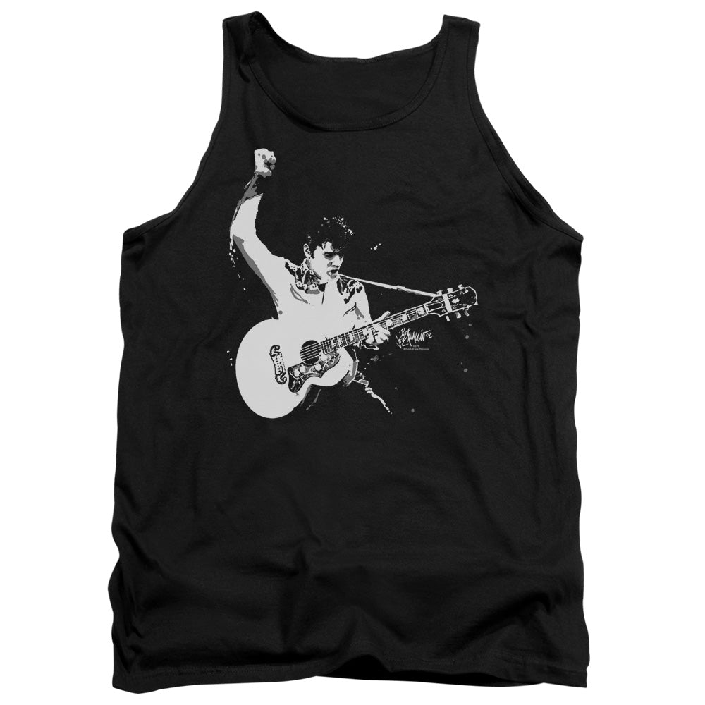 Elvis Presley Black And White Guitarman Mens Tank Top Shirt Black Officially Licensed