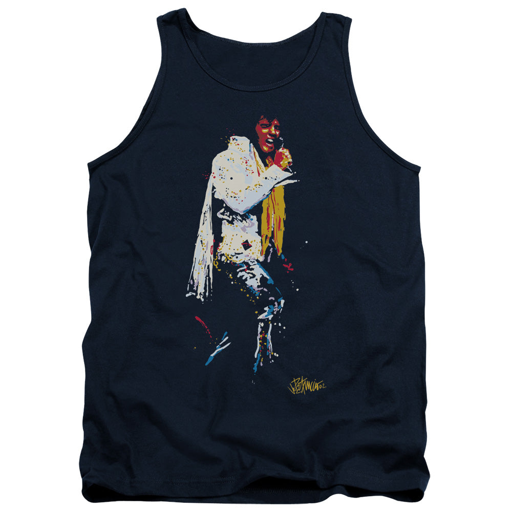 Elvis Presley Yellow Scarf Mens Tank Top Shirt Navy Officially Licensed