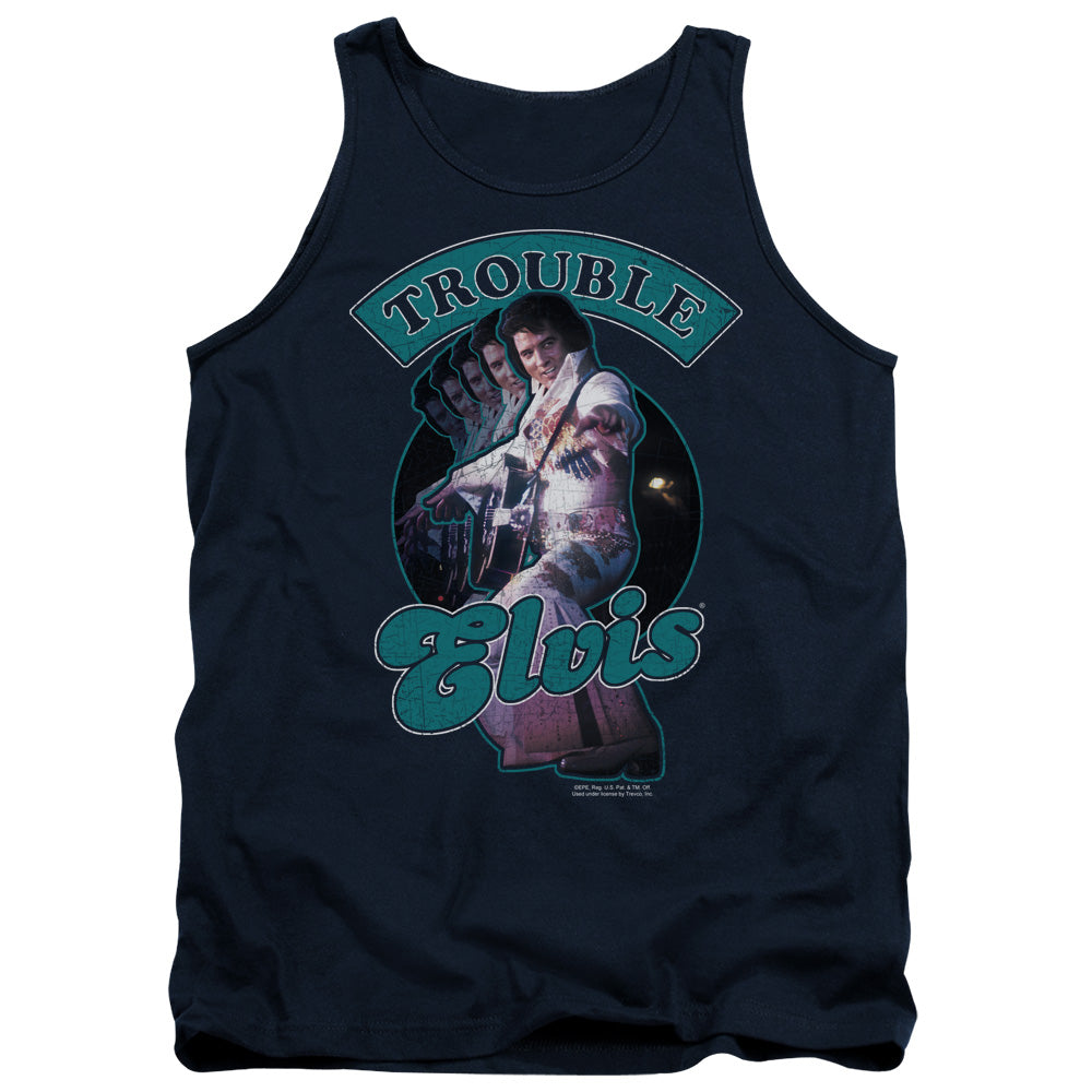 Elvis Presley Total Trouble Mens Tank Top Shirt Navy Officially Licensed