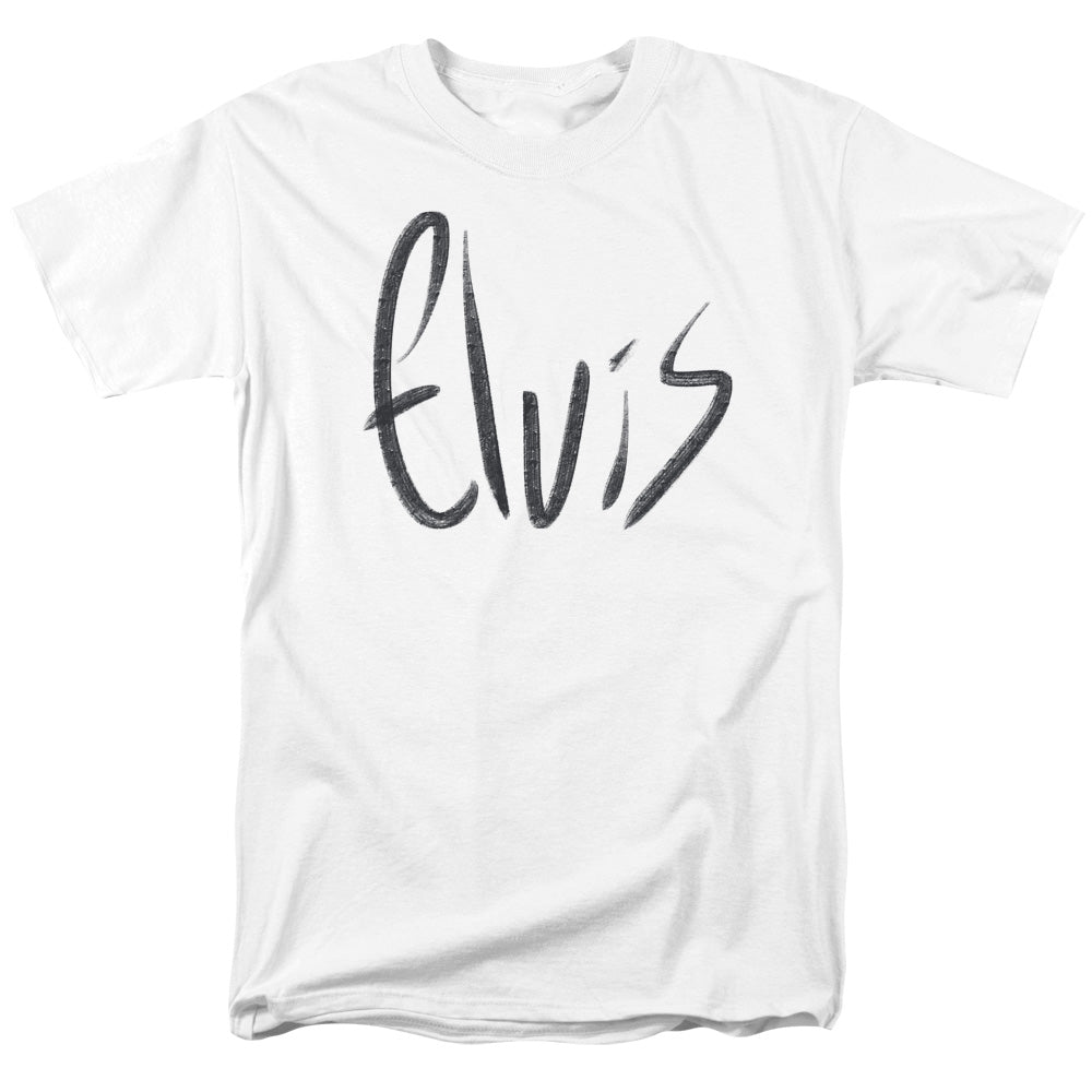 Elvis Presley Sketchy Name Mens T Shirt White