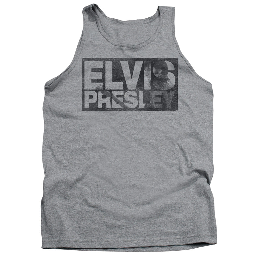 Elvis Presley Block Letters Mens Tank Top Shirt Athletic Heather Officially Licensed