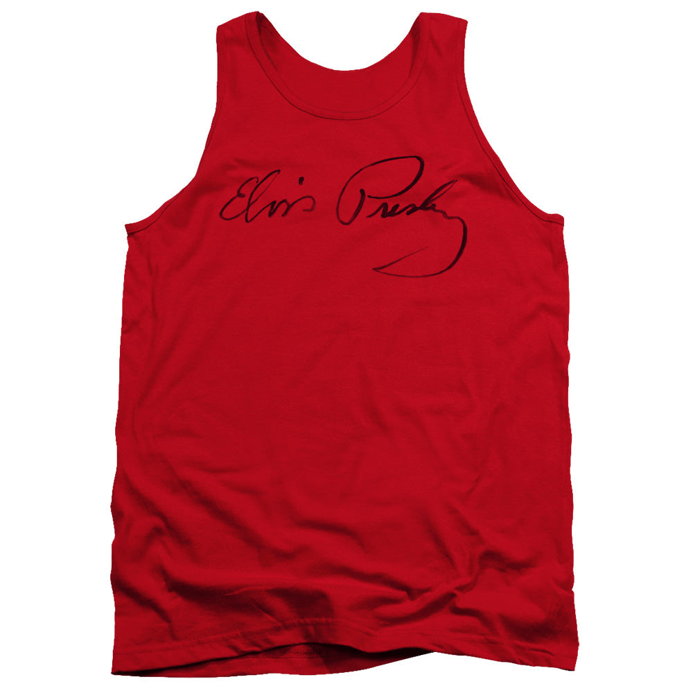 Elvis Presley Signature Sketch Mens Tank Top Shirt Red Officially Licensed
