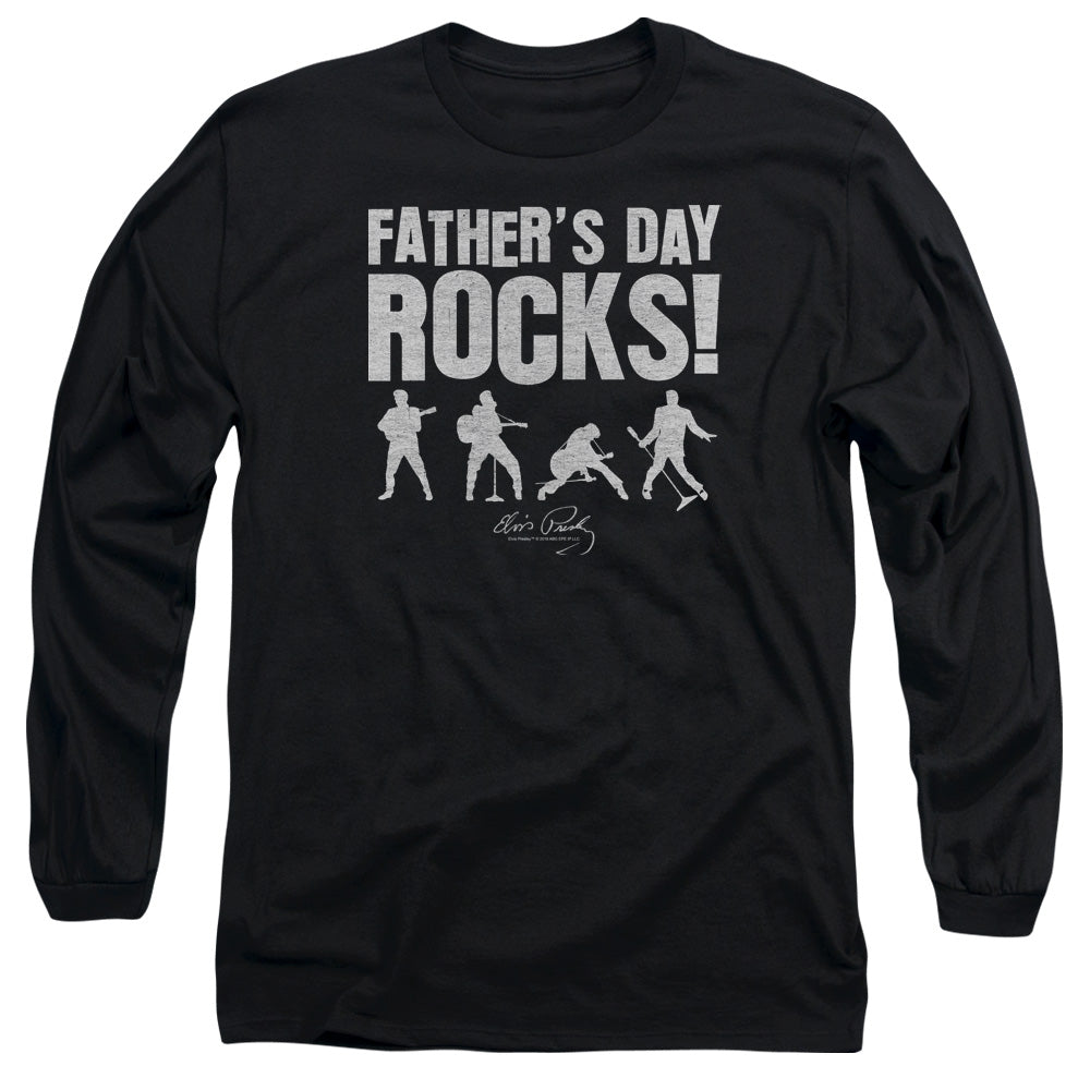 Elvis Presley Fathers Day Rocks Mens Long Sleeve Shirt Black Officially Licensed Officially Licensed