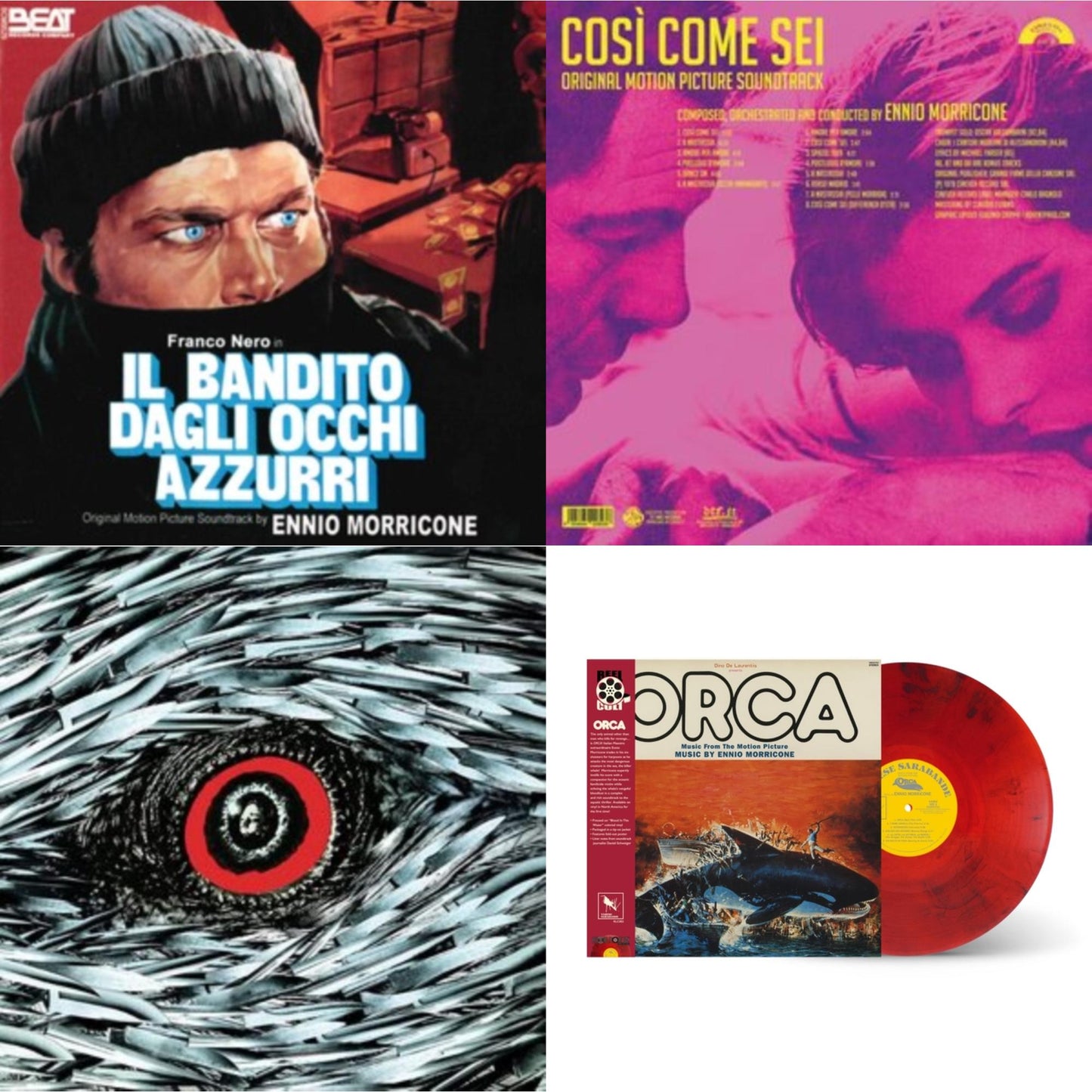 Ennio Morricone - Blue-Eyed Bandit (Il Bandito Dagli Occhi Azzurri) Ost & Così Come Sei Ost (Limited/180G/Solid Pink LP Vinyl) & Bird With The Crystal Plumage (140G/Crystal Clear LP Vinyl) & Orca (Music From The Motion Picture) (Reel Cut Series) (Red
