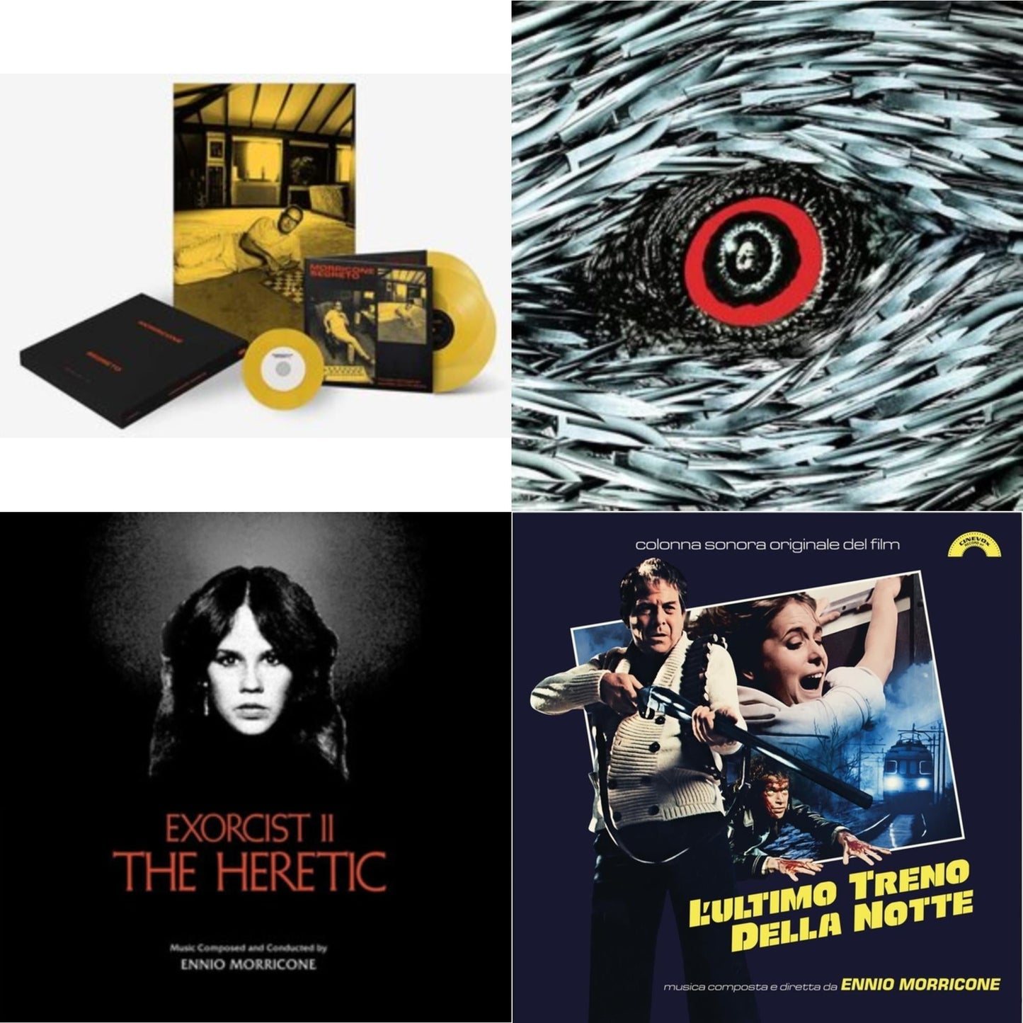 Ennio Morricone - Morricone Segreto (Yellow Vinyl/2LP/7Inch Single Collector's Edition) & L’Ultimo Treno Della Notte (Yellow LP Vinyl) & Bird With The Crystal Plumage (140G/Crystal Clear LP Vinyl) & Exorcist Ii: The Heretic (Blood Red With Black