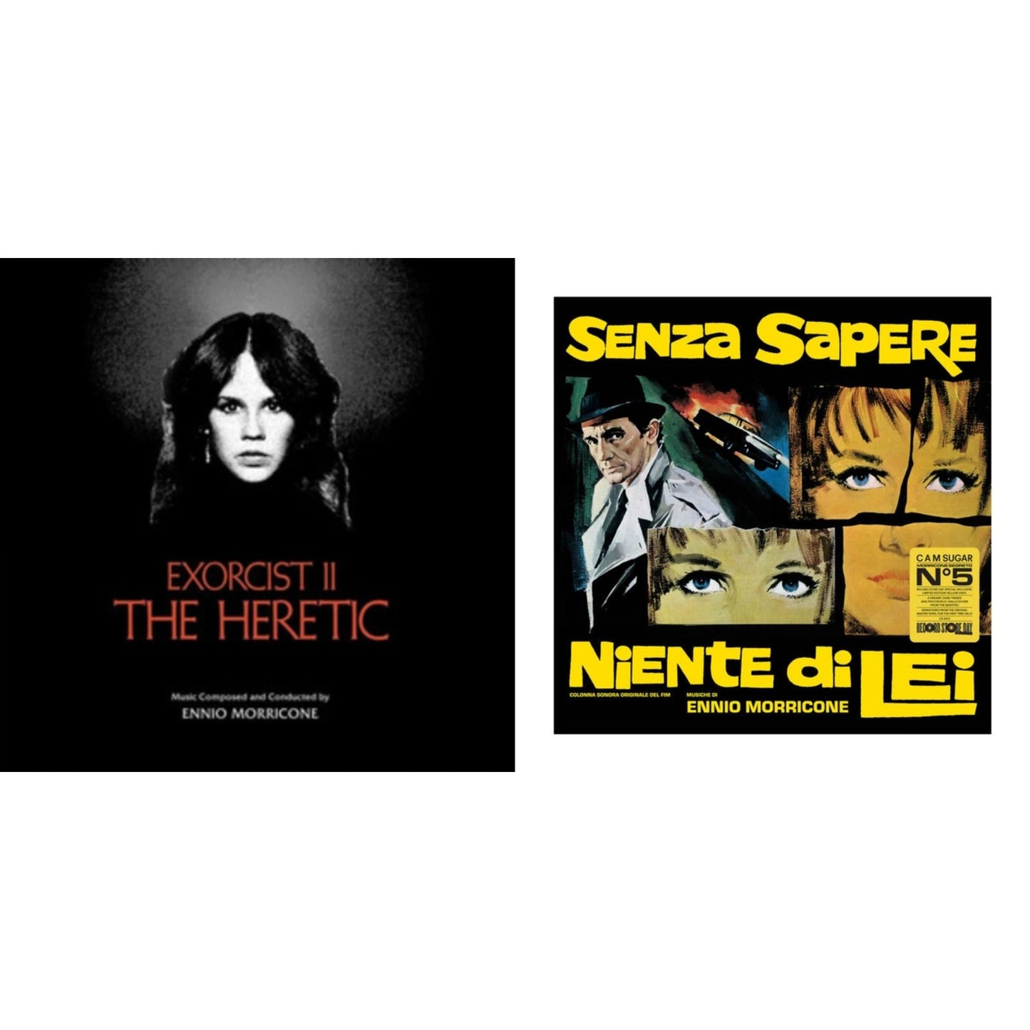 Ennio Morricone - Senza Sapere Niente Di Lei (Yellow LP Vinyl) & Exorcist Ii: The Heretic (Blood Red With Black Splatter LP Vinyl) (Ams Exclusive)
