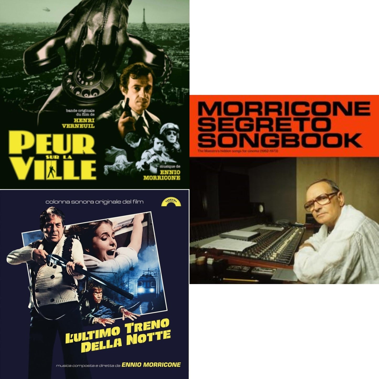 Ennio Morricone - Peur Sur La Ville (Gatefold Sleeve Designed By Eric Adrian Lee) & L’Ultimo Treno Della Notte (Yellow LP Vinyl) & Morricone Segreto Songbook (1962-1973) (2LP)