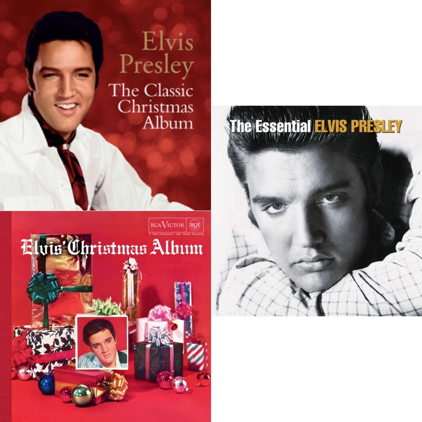 Elvis Presley - Classic Christmas Album & Elvis' Christmas Album & Essential Elvis Presley - LP Vinyl Bundle