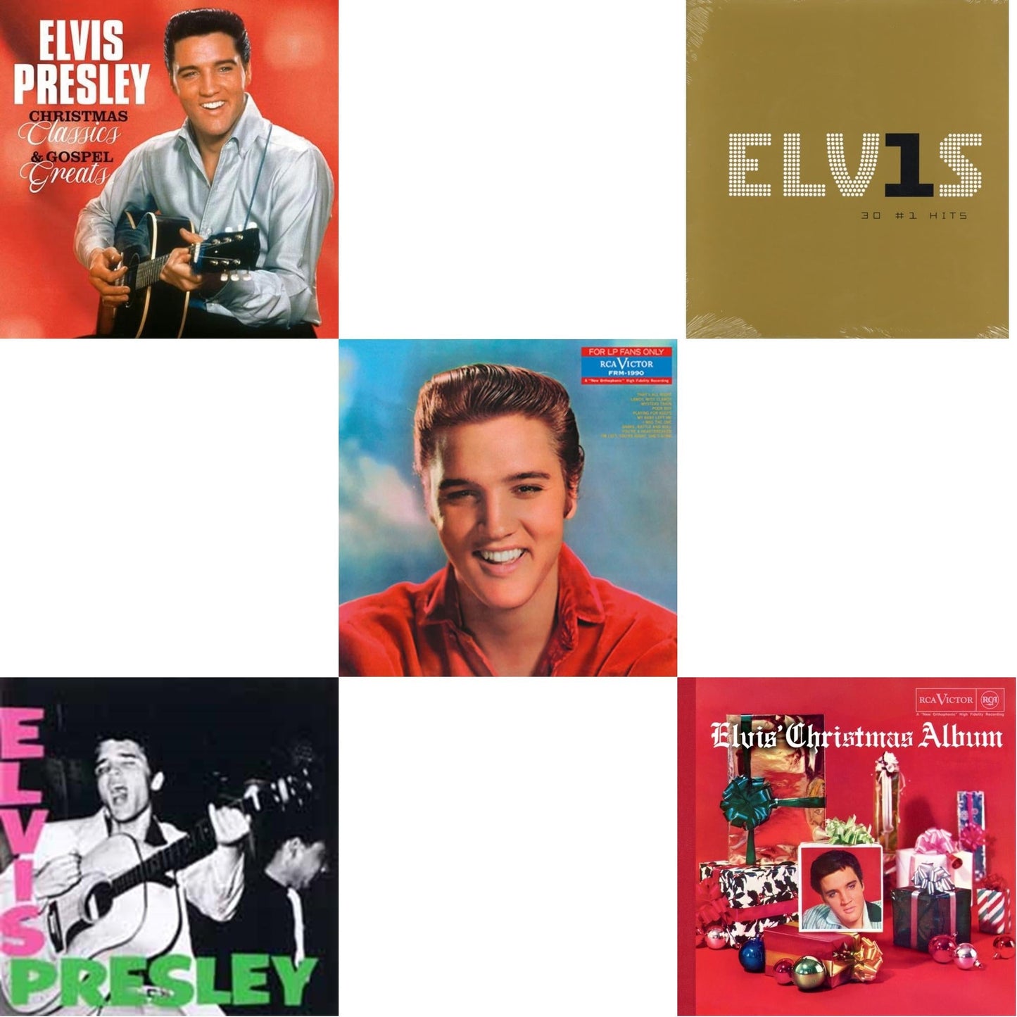 Elvis Presley - Elvis' Christmas Album & Christmas Classics & Gospel Greats (Ams Exclusive) (Snowy White LP Vinyl) & For LP Fans Only (Translucent Blue Vinyl/180G) & Elvis Presley & Elvis 30 #1 Hits (2LP/180G)