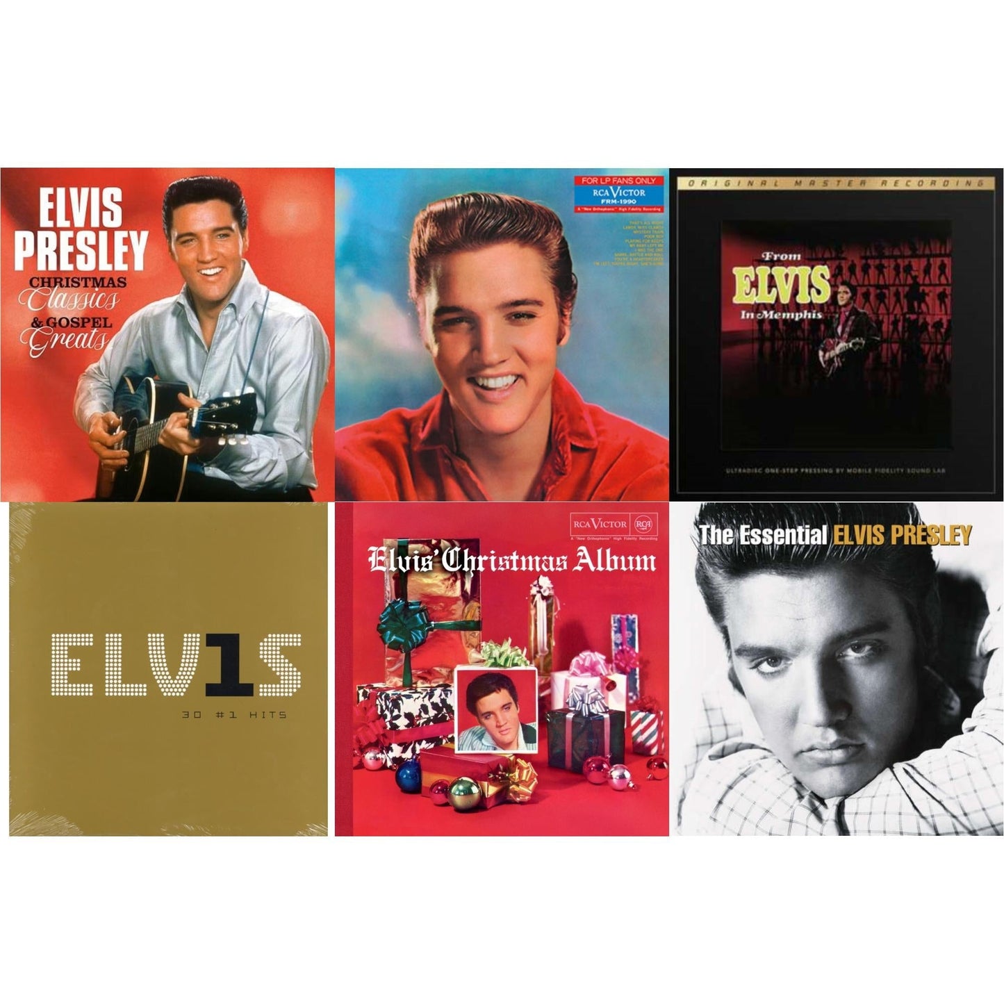Elvis Presley - Elvis' Christmas Album & From Elvis In Memphis (2LP/180G/45RPM Supervinyl Ultradisc One-Step/Original Masters/Limited) & Christmas Classics & Gospel Greats (Ams Exclusive) (Snowy White LP Vinyl) & For LP Fans Only (Translucent Blue