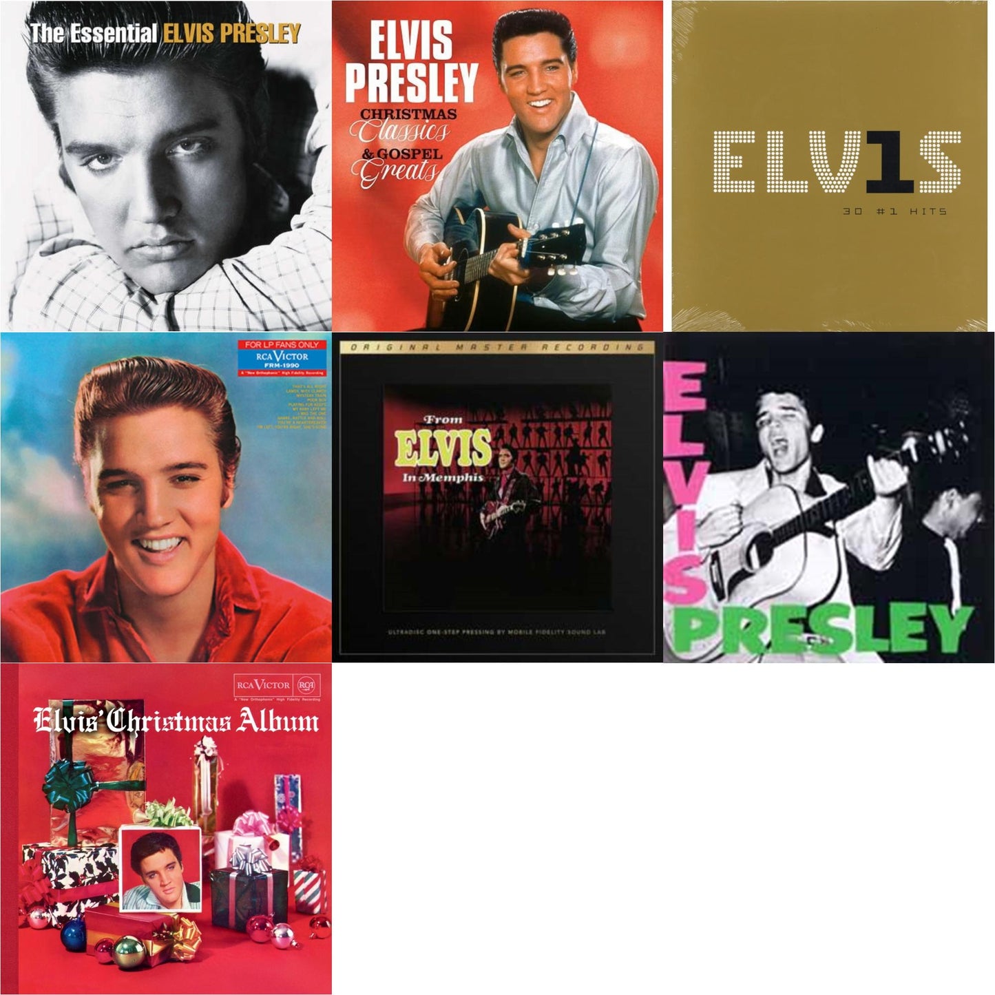 Elvis Presley - Elvis' Christmas Album & From Elvis In Memphis (2LP/180G/45RPM Supervinyl Ultradisc One-Step/Original Masters/Limited) & Christmas Classics & Gospel Greats (Ams Exclusive) (Snowy White LP Vinyl) & For LP Fans Only (Translucent Blue