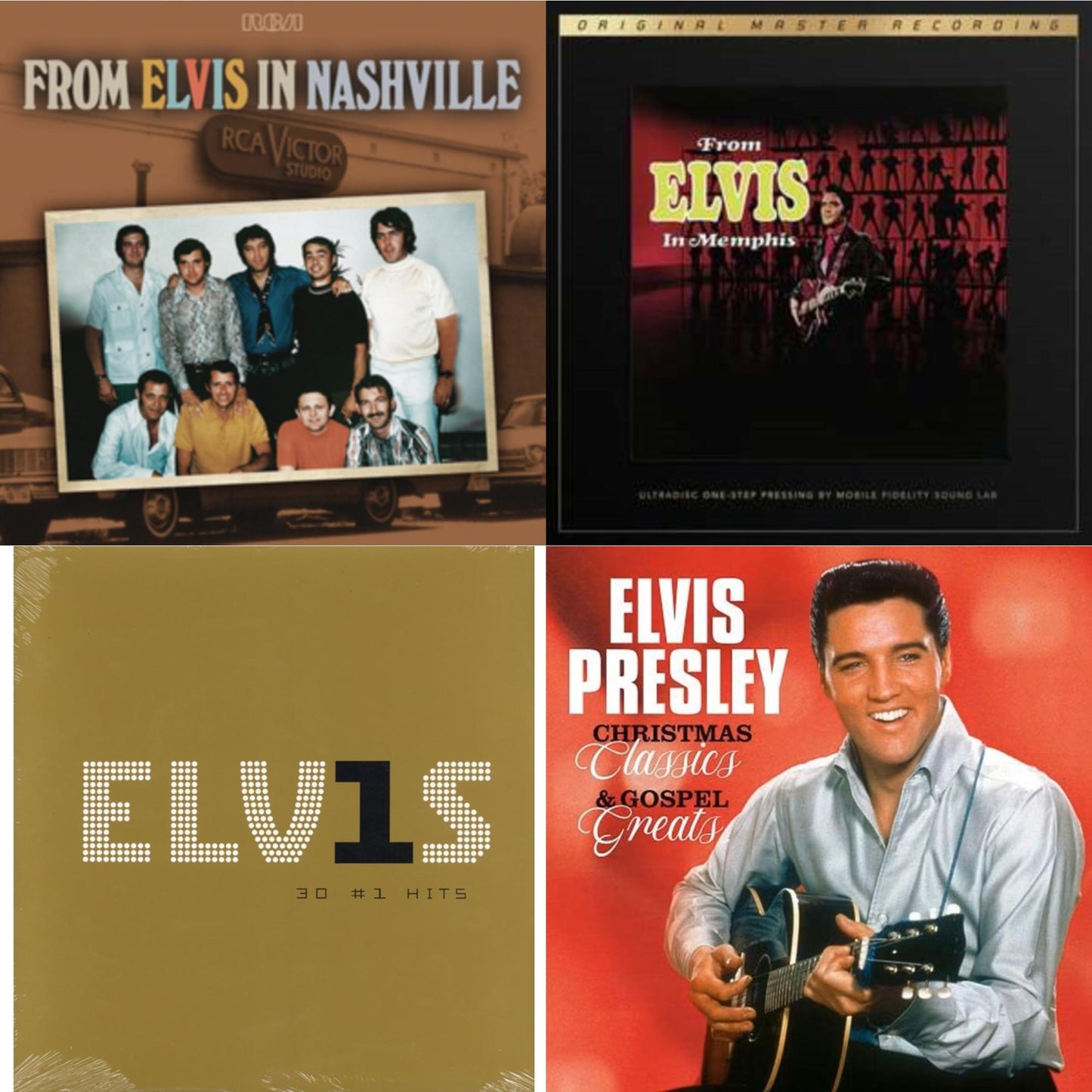 Elvis Presley - From Elvis In Nashville (2LP) & From Elvis In Memphis (2LP/180G/45RPM Supervinyl Ultradisc One-Step/Original Masters/Limited) & Christmas Classics & Gospel Greats (Ams Exclusive) (Snowy White LP Vinyl) & Elvis 30 #1 Hits (2LP/180G)
