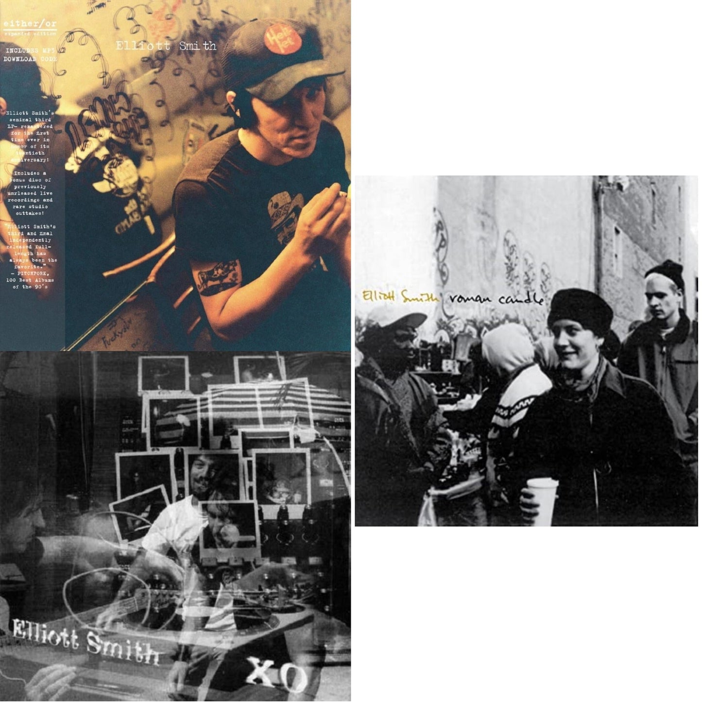 Elliott Smith - Xo & Either/Or (Dl Card) & Roman Candle (Dl Card) - LP Vinyl Bundle