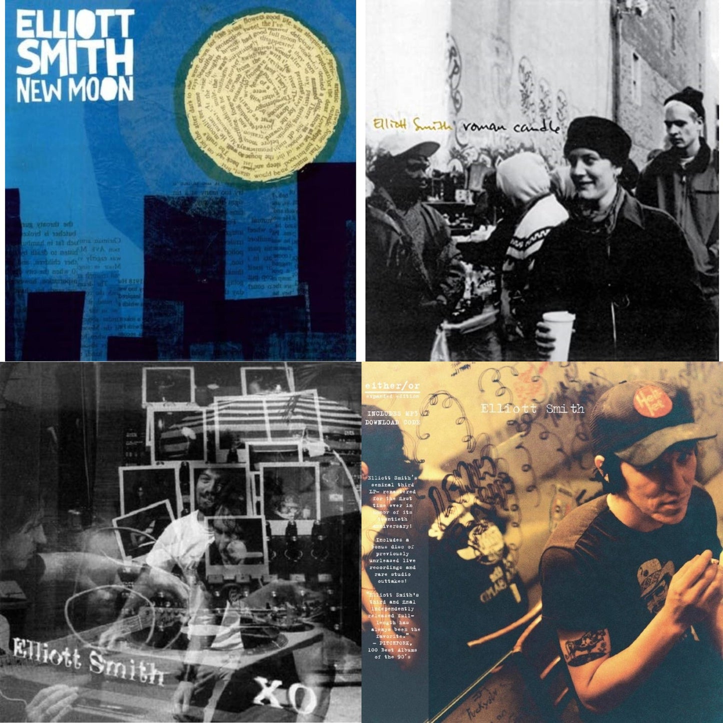 Elliott Smith - Xo & New Moon (Metallic Silver Vinyl/2LP) (I) & Either/Or (Dl Card) & Roman Candle (Dl Card)