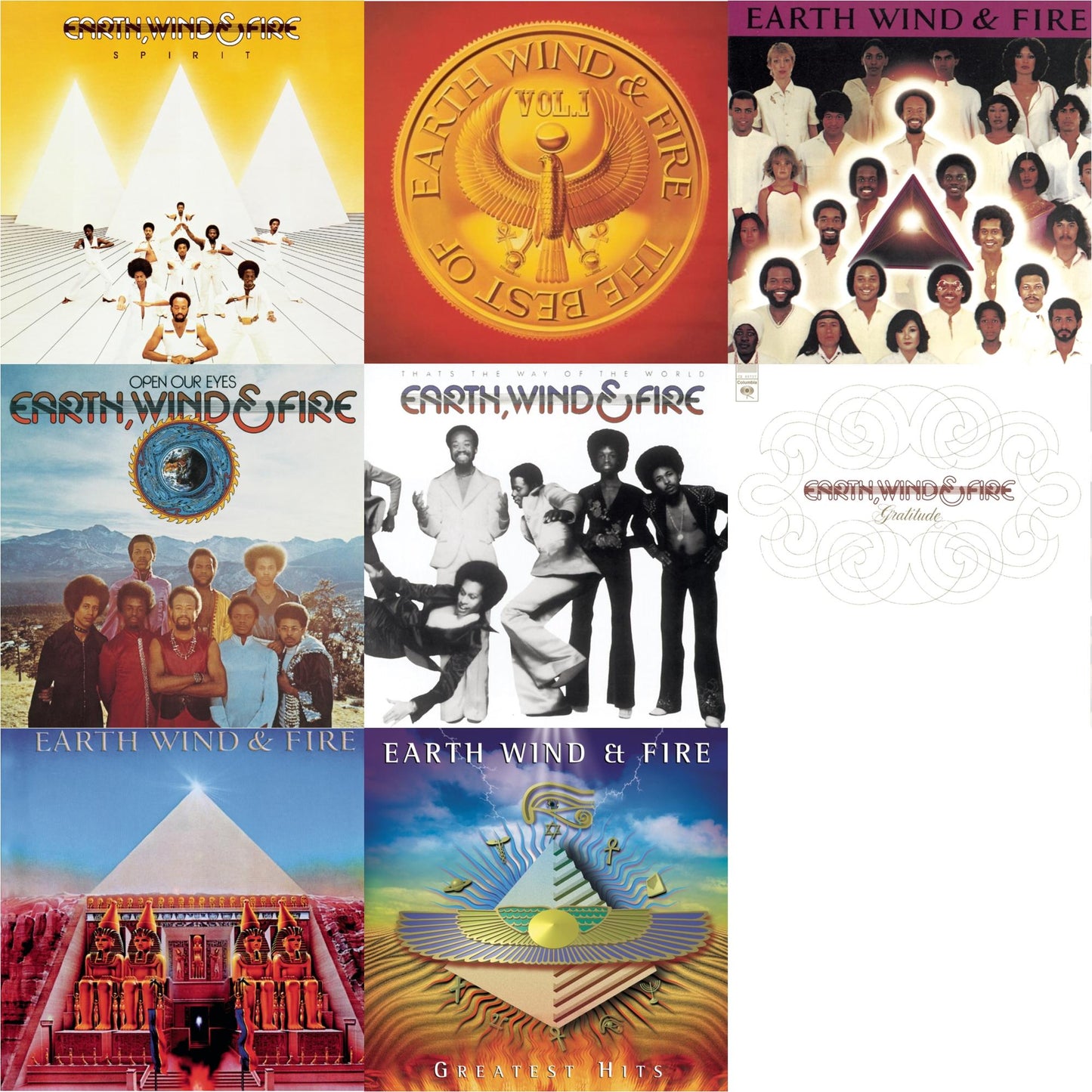 Earth Wind & Fire - Best Of Vol.1 & Greatest Hits & That's The Way Of The World & Faces & Open Our Eyes & Spirit & All N All & Gratitude - CD Bundle