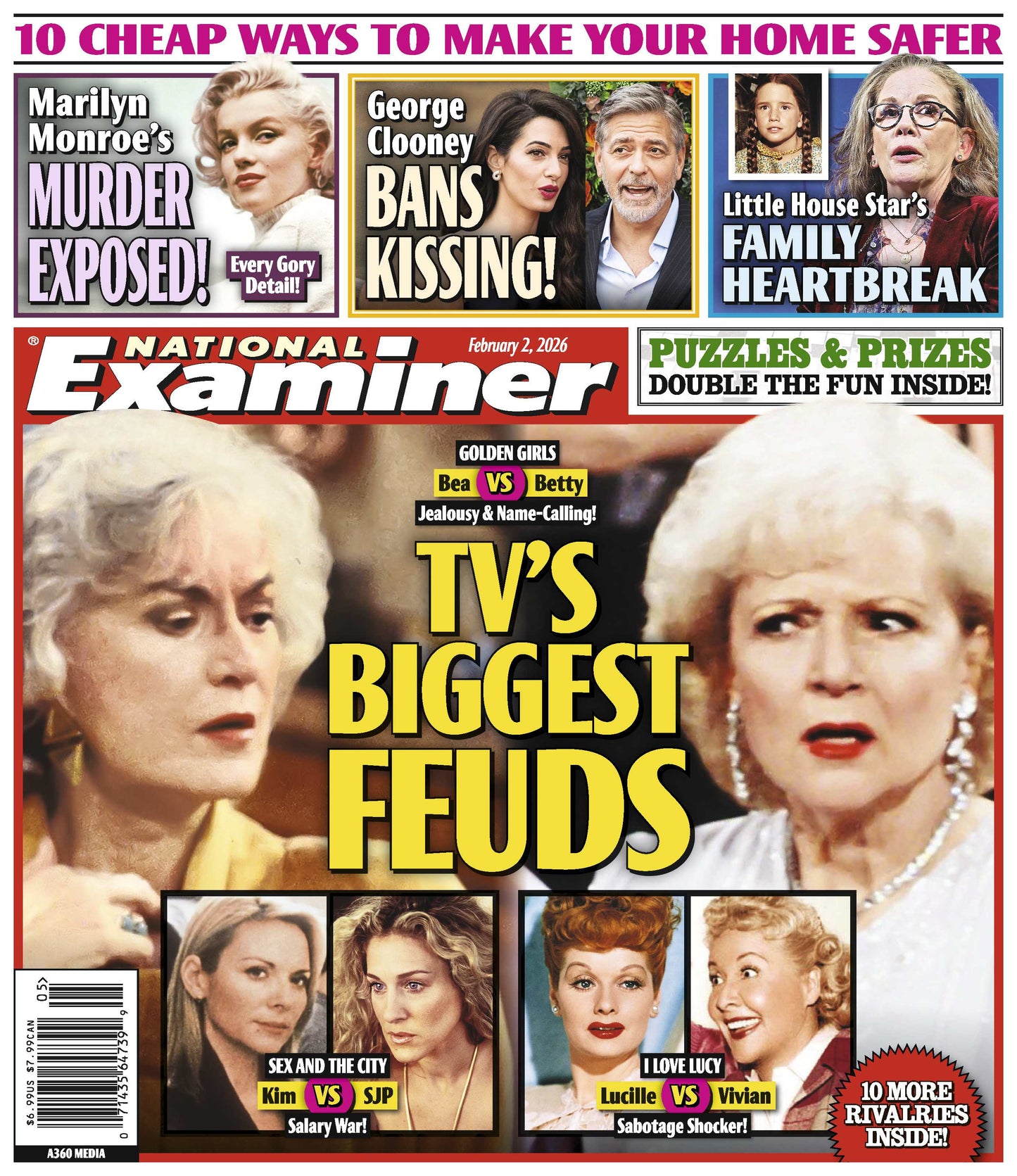National Examiner - 02.02.26: TV’s Biggest Feuds, Shocking Insights Into Marilyn Monroe’s Untimely Death, George Clooney Bans Kissing, Little House Star’s Family Heartbreak, Home Safety Tips & More!