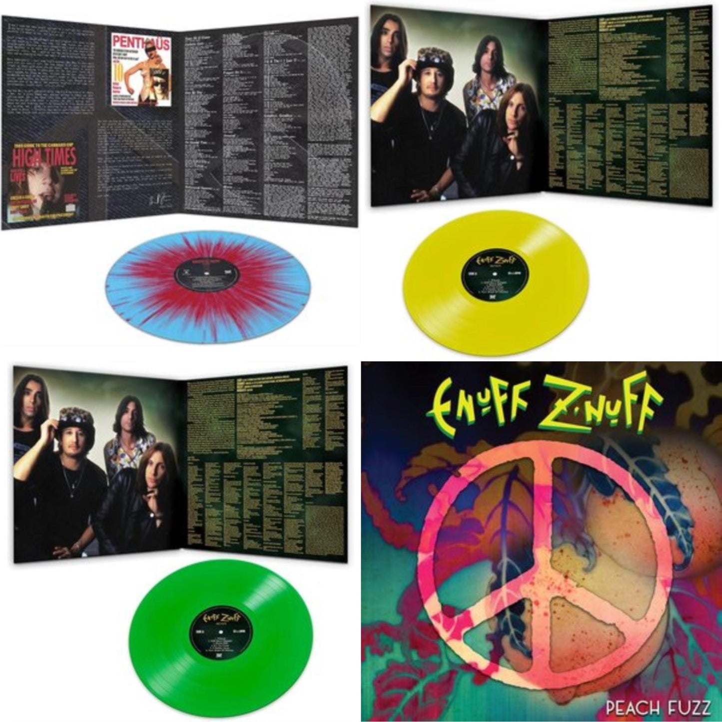 Enuff Z'nuff - 1985 (Blue & Red Starburst LP Vinyl) & Seven (Yellow LP Vinyl/Reissue) & Seven (Green LP Vinyl/Reissue) & Peach Fuzz (Peach LP Vinyl)