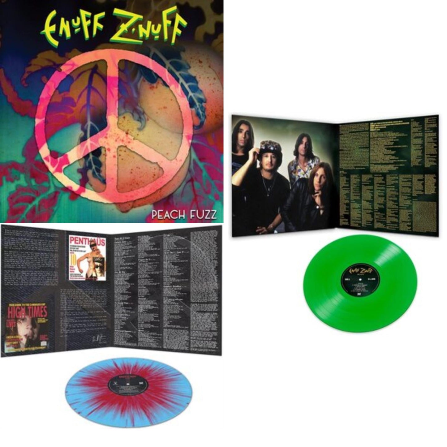 Enuff Z'nuff - 1985 (Blue & Red Starburst LP Vinyl) & Peach Fuzz (Peach LP Vinyl) & Seven (Green LP Vinyl/Reissue)