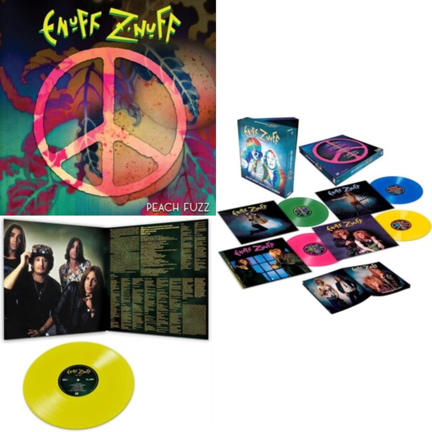 Enuff Z'nuff - Peach Fuzz (Peach LP Vinyl) & Rarities & Demos (4LP/Colored Vinyl) & Seven (Yellow LP Vinyl/Reissue)