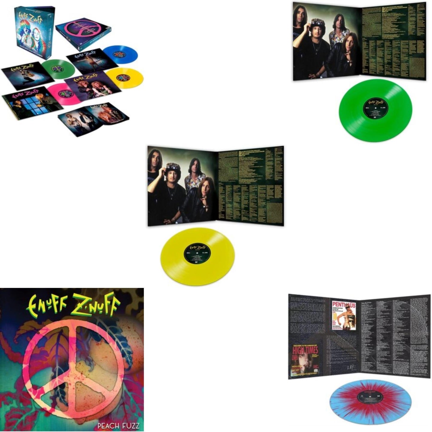 Enuff Z'nuff - Rarities & Demos (4LP/Colored Vinyl) & Peach Fuzz (Peach LP Vinyl) & Seven (Yellow LP Vinyl/Reissue) & Seven (Green LP Vinyl/Reissue) & 1985 (Blue & Red Starburst LP Vinyl)