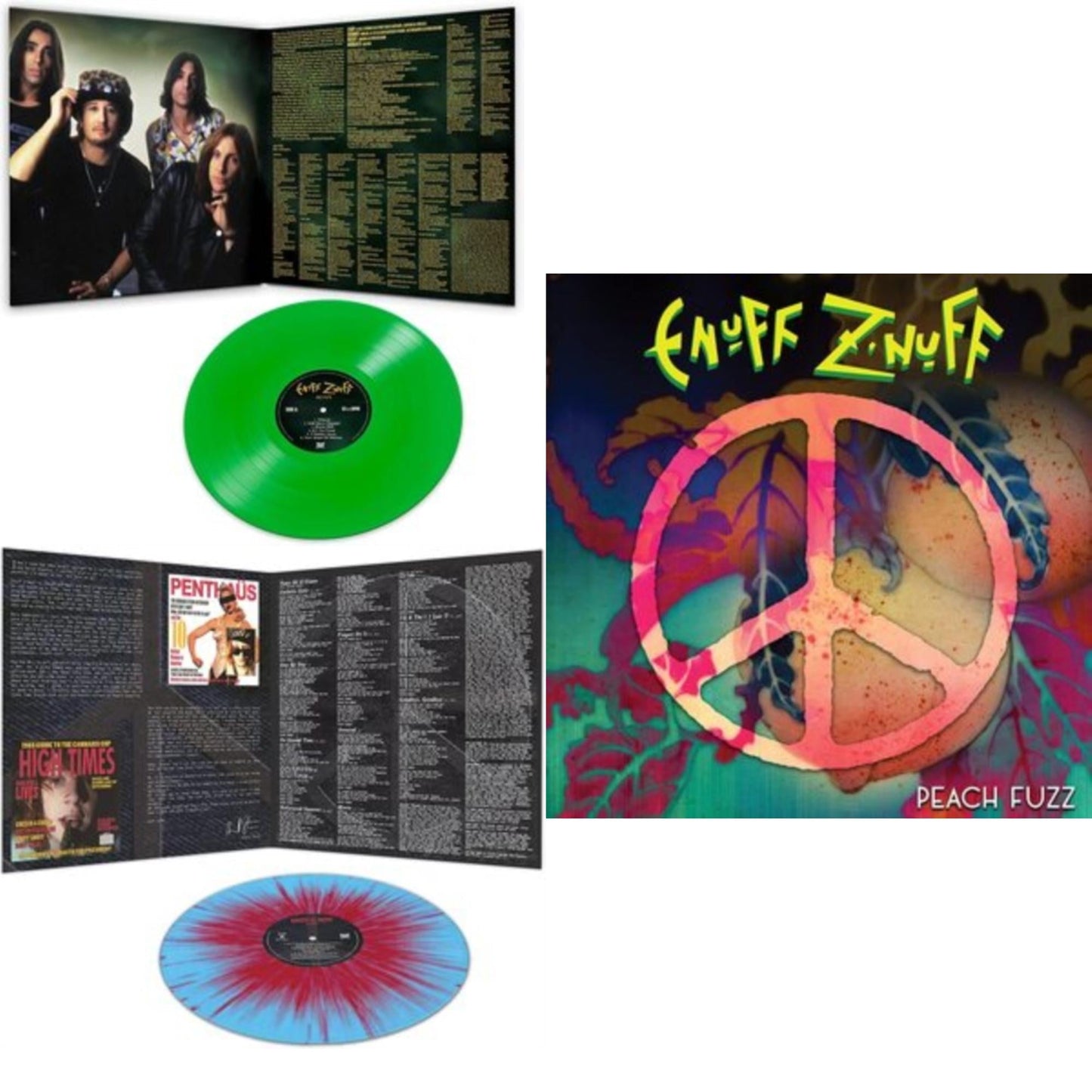 Enuff Z'nuff - 1985 (Blue & Red Starburst LP Vinyl) & Peach Fuzz (Peach LP Vinyl) & Seven (Green LP Vinyl/Reissue)