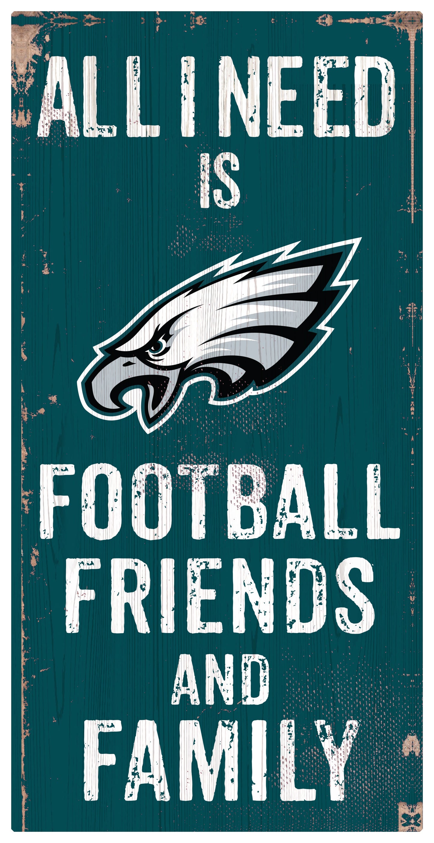 Philadelphia Eagles Football, Friends, & Family Green Wood Sign