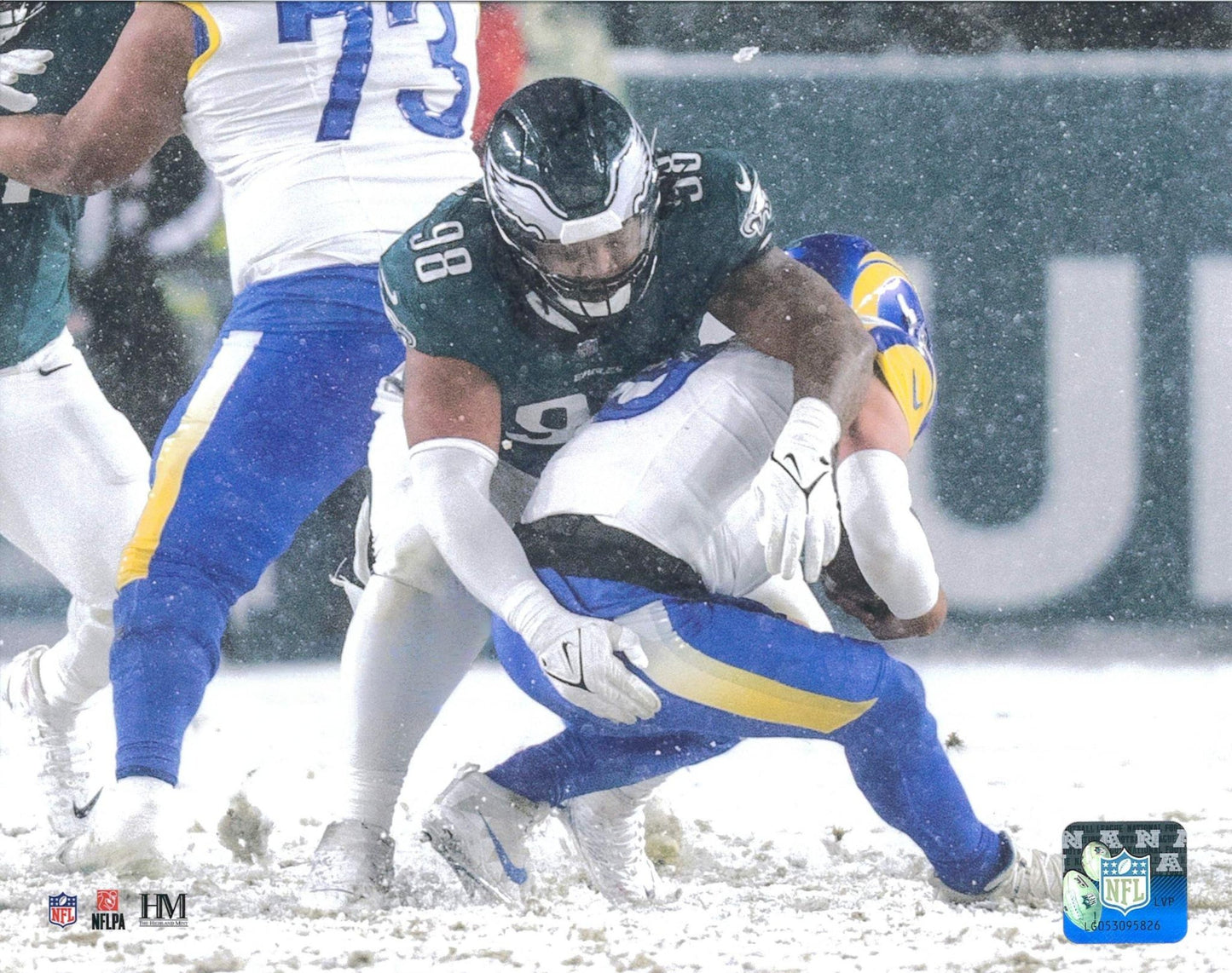Jalen Carter Eagles Snow Bowl Game Sack NFL Playoff Photo
