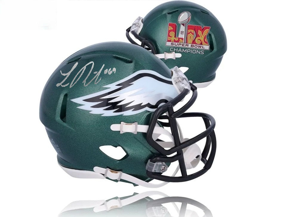 Landon Dickerson Philadelphia Eagles Autographed Super Bowl LIX Champions Football Mini-Helmet