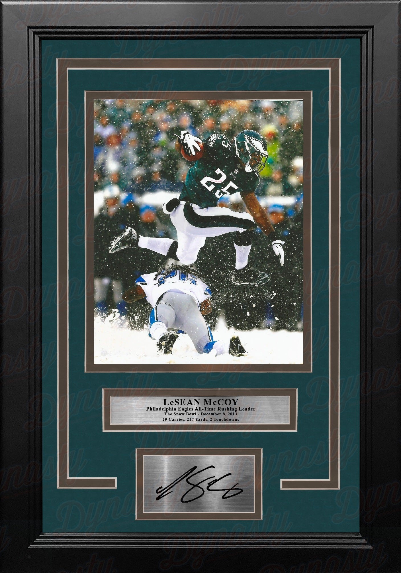 LeSean McCoy Snow Bowl Philadelphia Eagles Framed Football Photo with Engraved Autograph