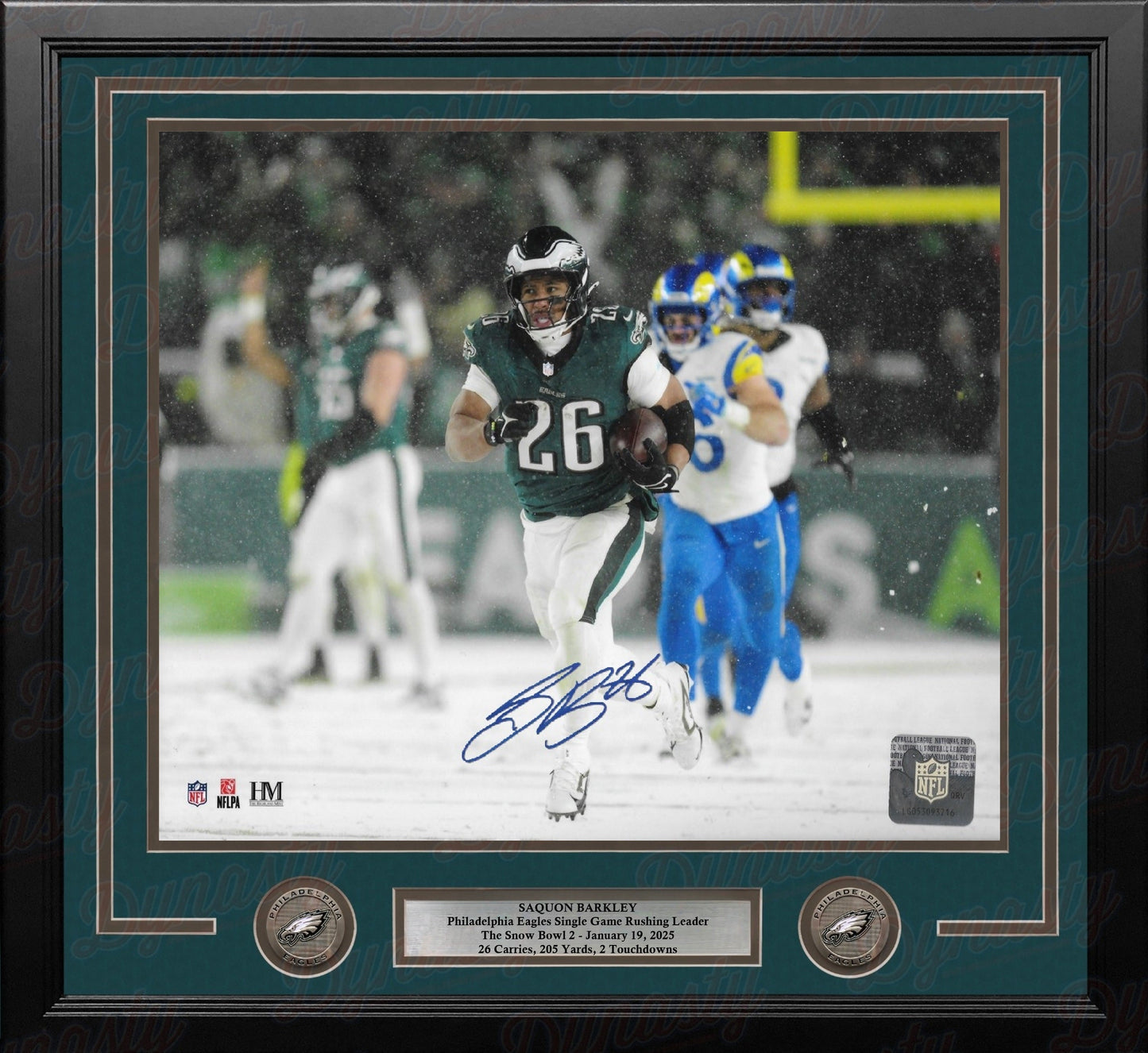 Saquon Barkley Snow Bowl Action Philadelphia Eagles Autographed 11" x 14" Framed Football Photo