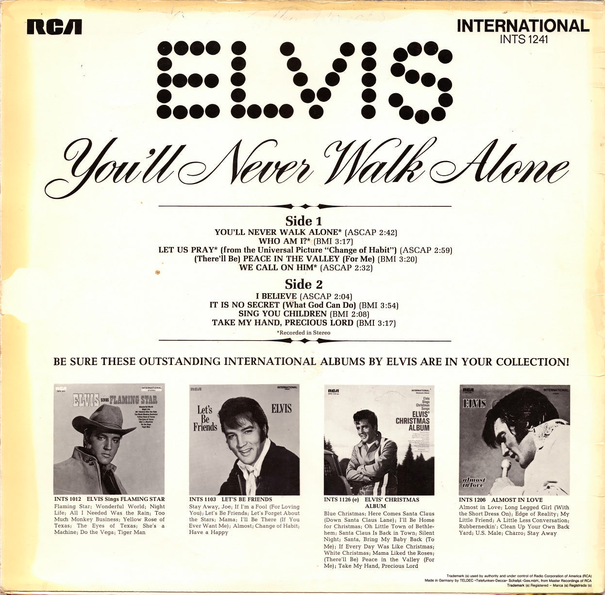 Elvis Presley – You'll Never Walk Alone Music CD