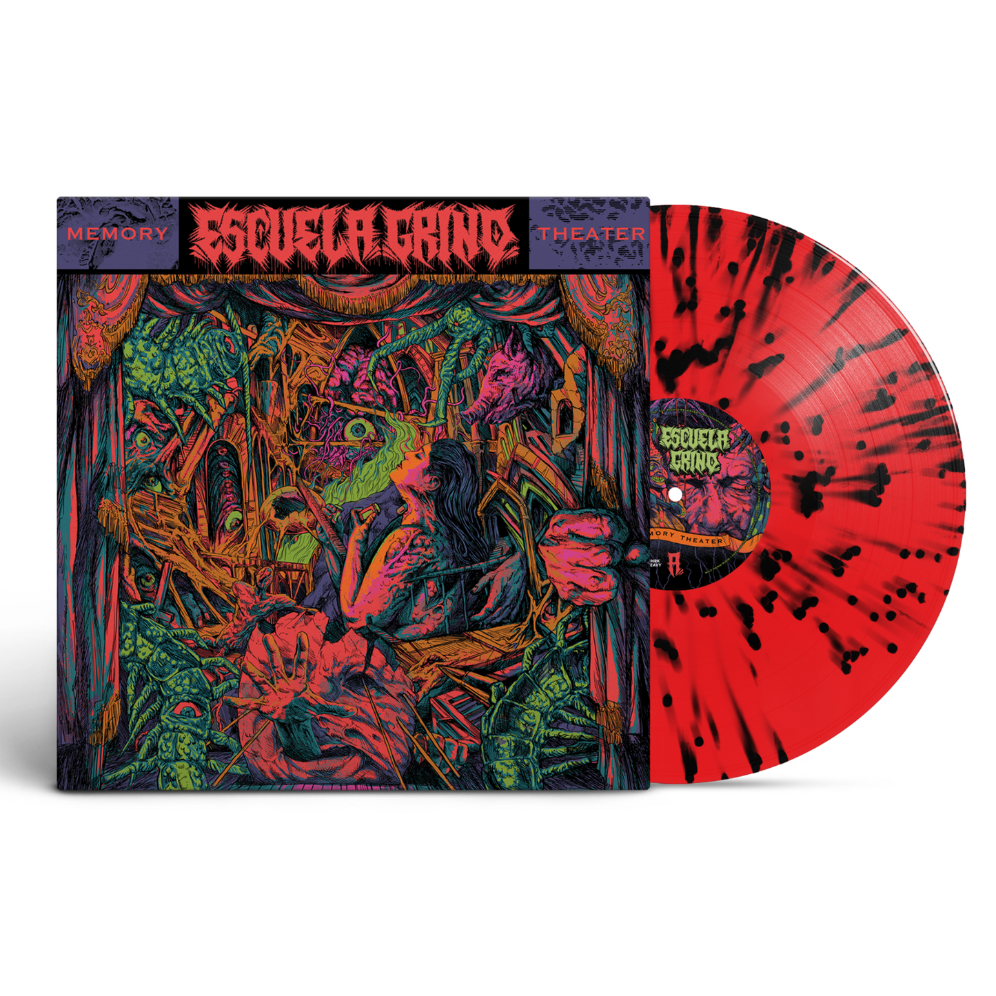 Escuela Grind Memory Theater - Neon Coral with Splatter Vinyl Record Vinyl Record