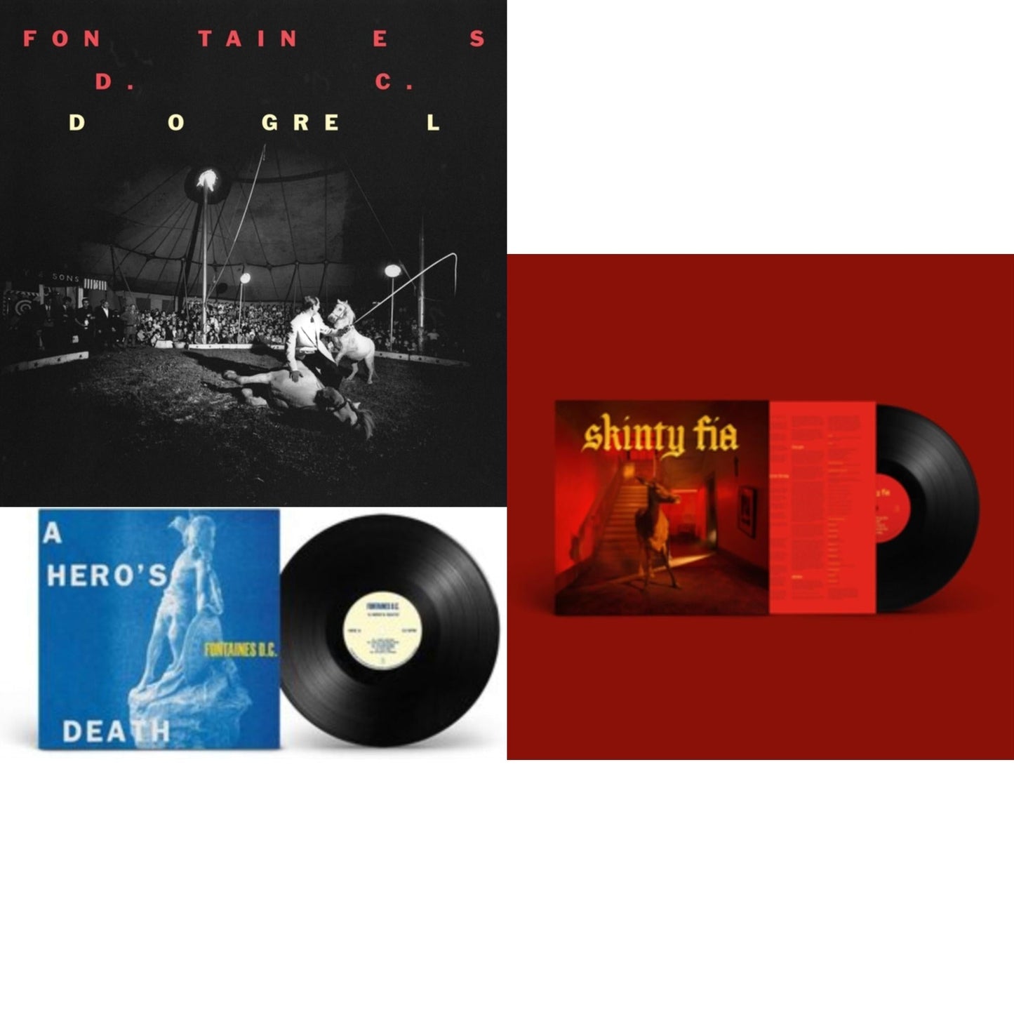 Fontaines D.C. - Dogrel & Hero's Death (Printed Inner Sleeve) & Skinty Fia - LP Vinyl Bundle