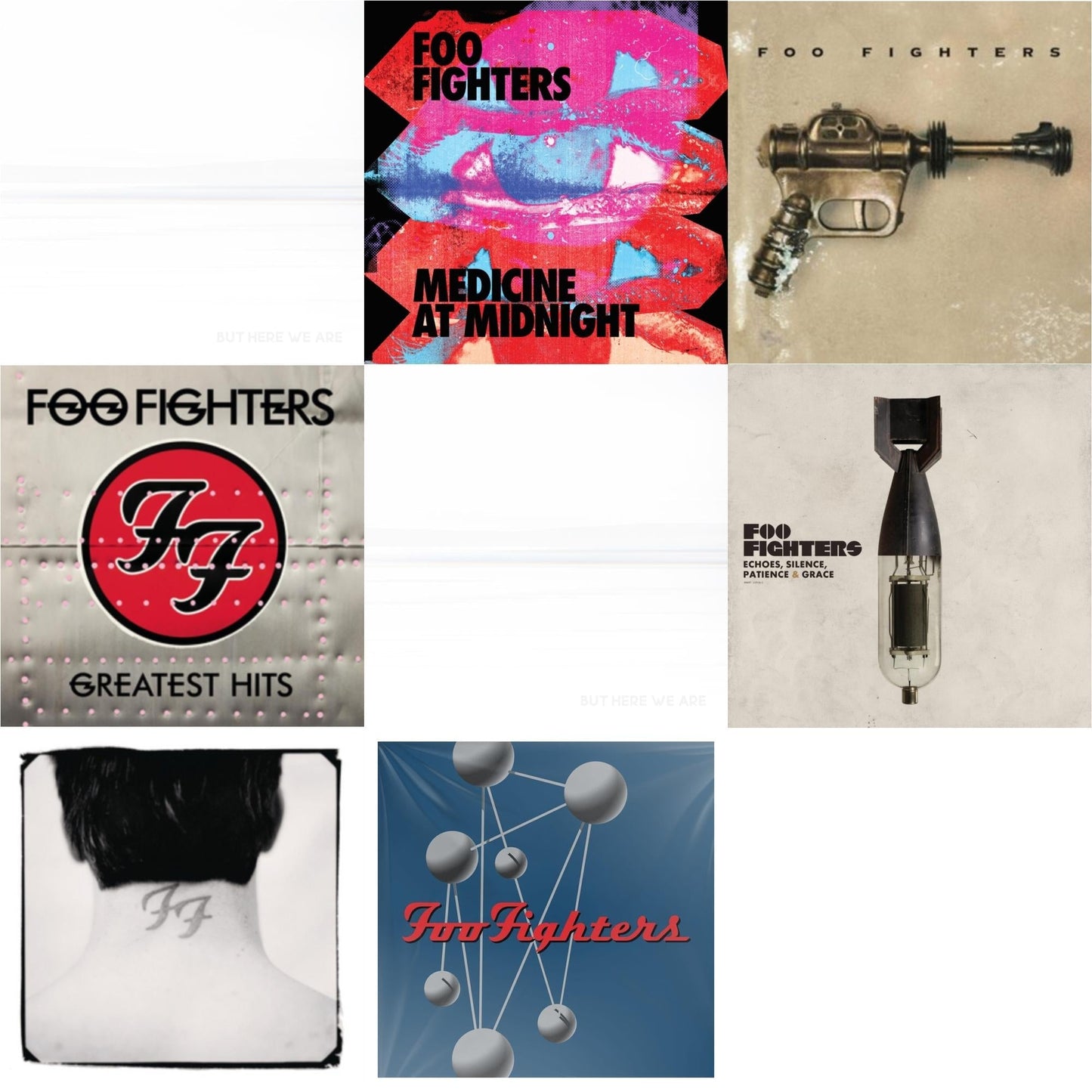 Foo Fighters - Medicine At Midnight (140G) & But Here We Are (White LP Vinyl) & But Here We Are & Echoes Silence Patience & Grace & Greatest Hits (2LP/Dl Card/Gatefold) & Foo Fighters (Dl Card) & Colour & The Shape (2LP/Dl Card) & There Is Nothing