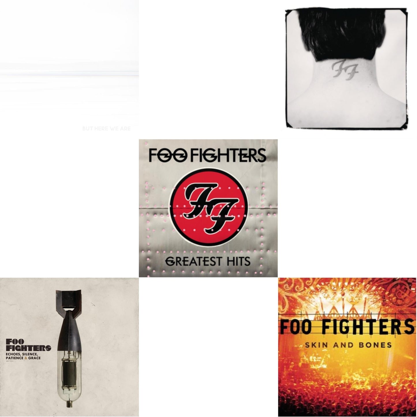 Foo Fighters - But Here We Are (White LP Vinyl) & Echoes Silence Patience & Grace & Greatest Hits (2LP/Dl Card/Gatefold) & There Is Nothing Left To Lose (2LP/Dl Card) & Skin & Bones (2LP/Dl Card)