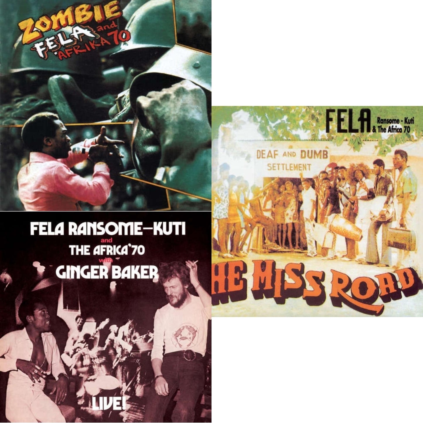 Fela Kuti - Zombie & Fela Live With Ginger Baker & He Miss Road - LP Vinyl Bundle
