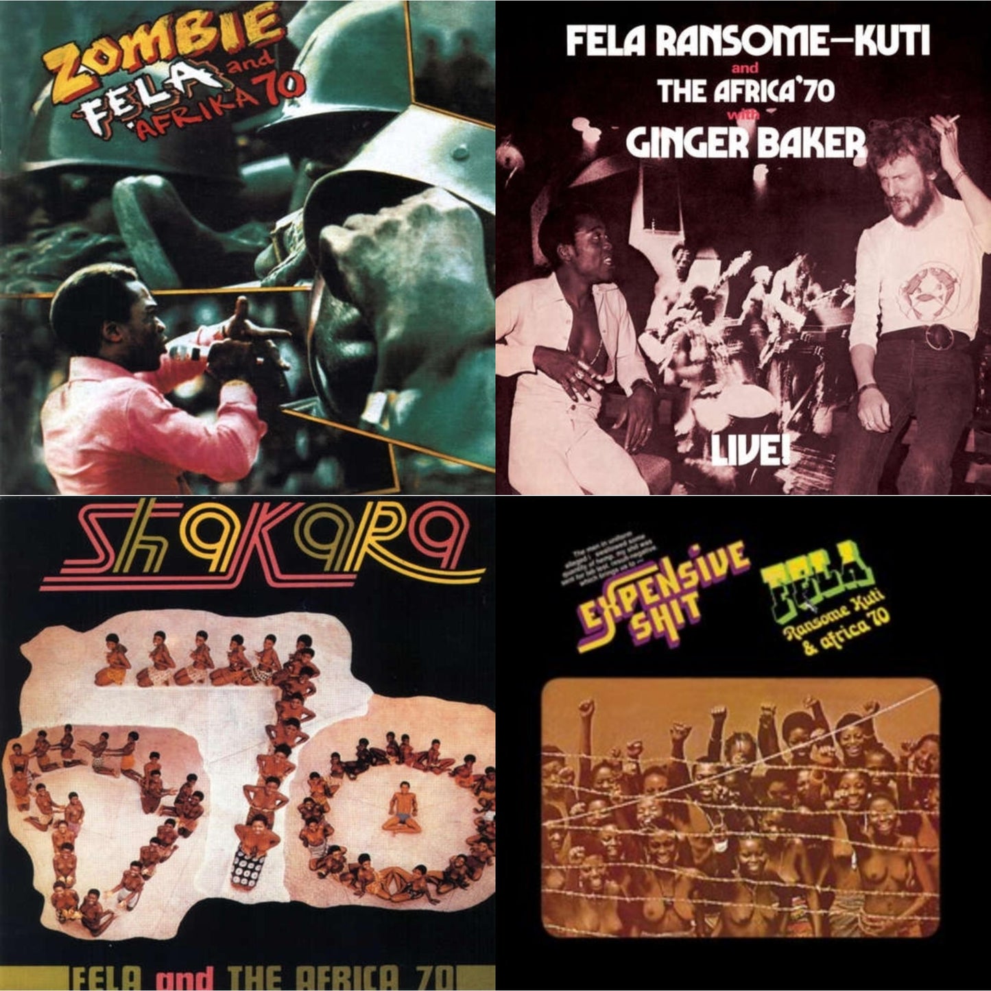 Fela Kuti - Zombie & Fela Live With Ginger Baker & Shakara & Expensive Shit - LP Vinyl Bundle