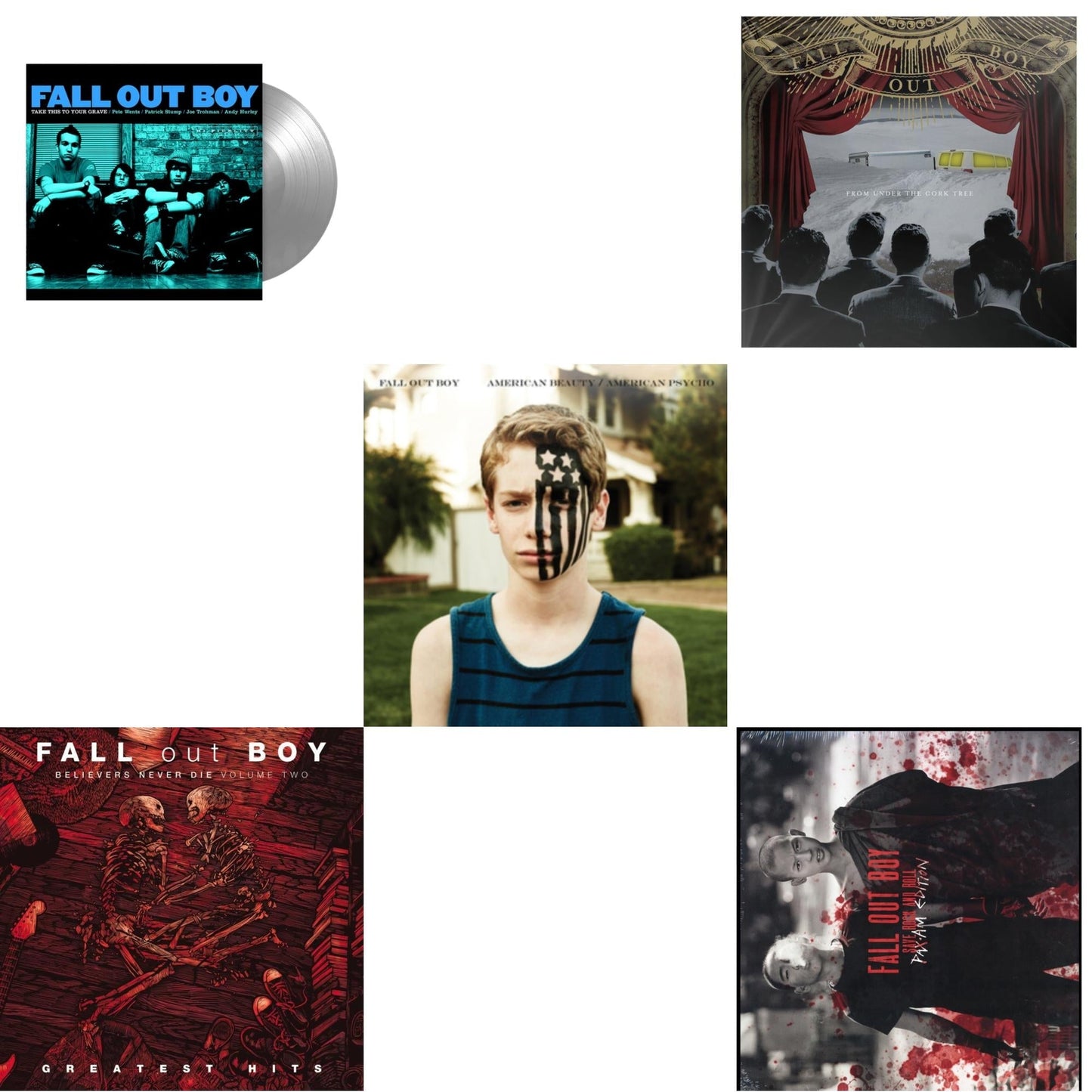 Fall Out Boy - Take This To Your Grave (Fbr 25Th Anniversary Edition/Silver LP Vinyl) & Believers Never Die (Vol. 2) & American Beauty / American Psycho & From Under The Cork Tree & Save Rock & Roll (2 LP)(Pax/Am Edition)