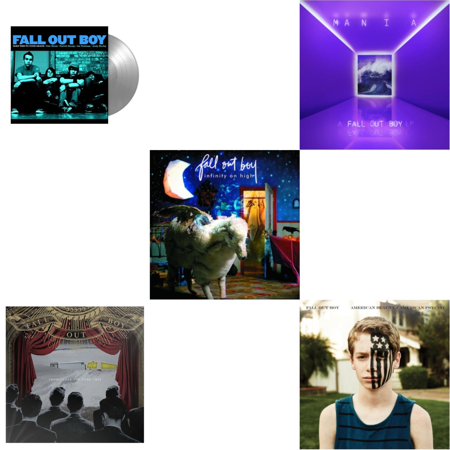 Fall Out Boy - Take This To Your Grave (Fbr 25Th Anniversary Edition/Silver LP Vinyl) & American Beauty / American Psycho & From Under The Cork Tree & Infinity On High & M A N I A (LP)