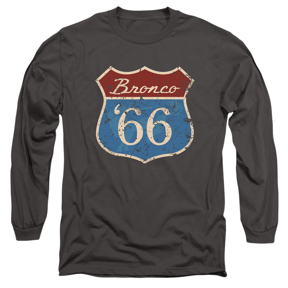 Ford Bronco Route 66 Bronco Mens Long Sleeve Shirt Charcoal Officially Licensed