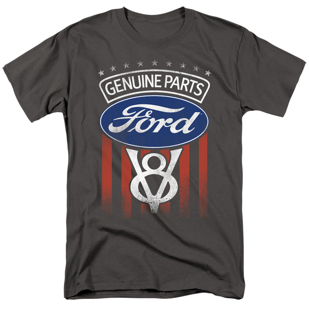 Ford Genuine Parts Flag Mens T Shirt Charcoal