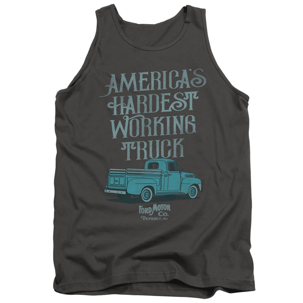 Ford Vintage America'S Hardest Working Truck Mens Tank Top Shirt Charcoal Officially Licensed