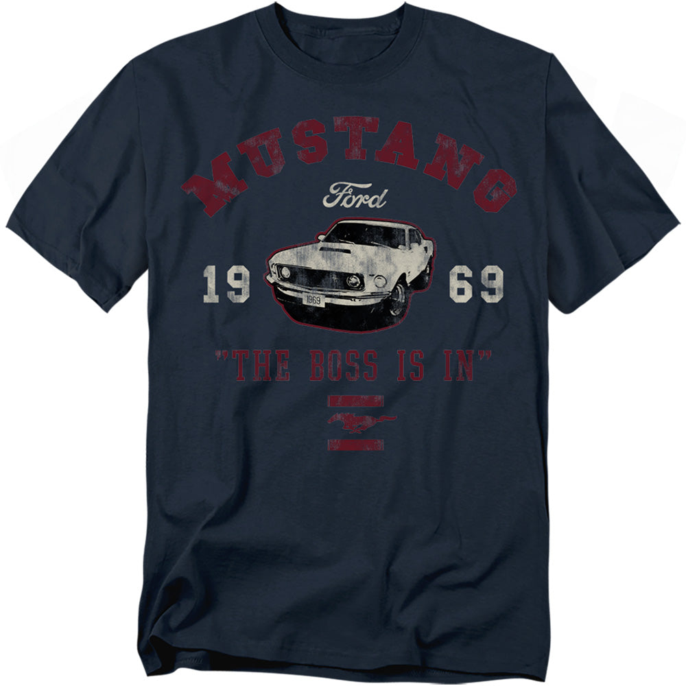 Ford Mustang Mustang The Boss Is In Mens T Shirt Navy
