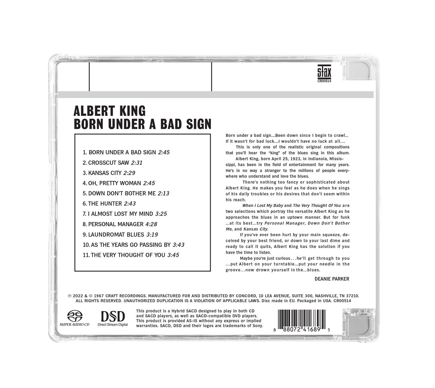 Born Under A Bad Sign Music CD