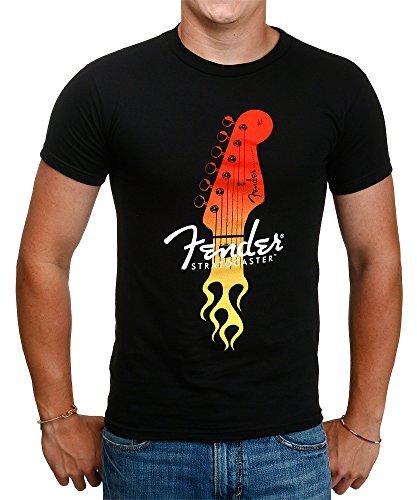 Fender Strat Flaming Head Mens T Shirt Officially Licensed