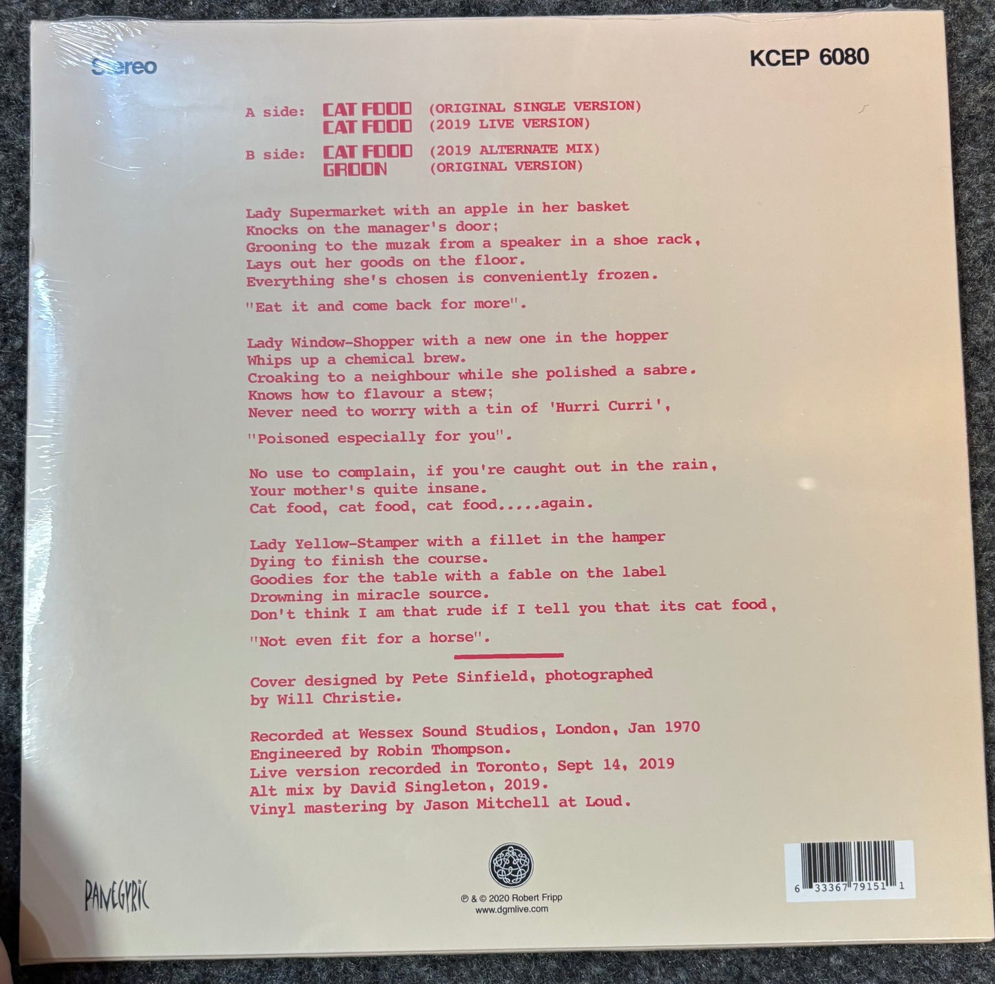 King Crimson – Cat Food / Groon 10" Vinyl Album