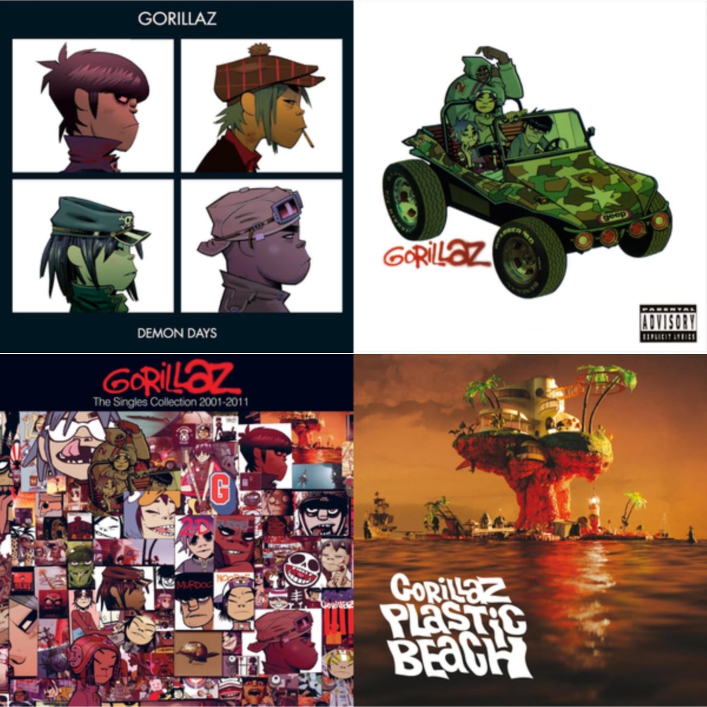 Gorillaz - Demon Days & Plastic Beach & Singles Collection 2001 - 2011 & Gorillaz - CD Bundle