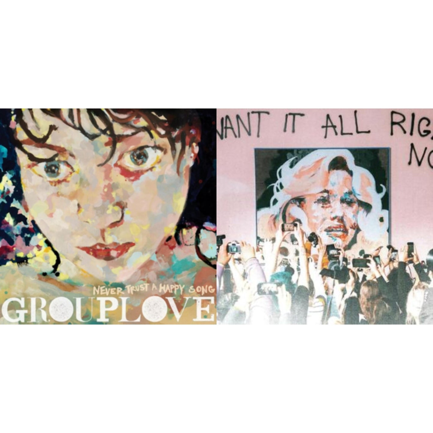 Grouplove - Never Trust A Happy Song (Green LP Vinyl) & I Want It All Right Now (Baby Pink LP Vinyl)