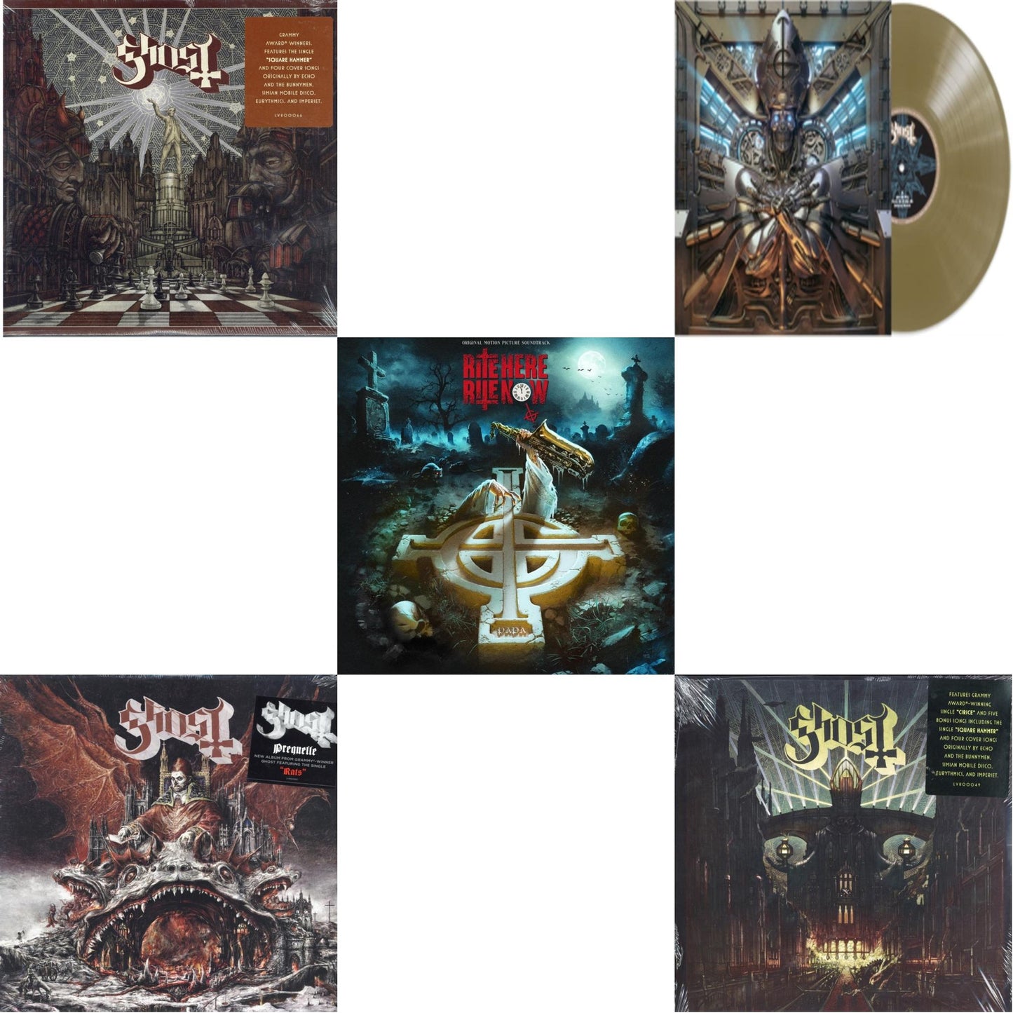 Ghost - Meliora (Deluxe Edition) & Popestar & Prequelle (LP) & Phantomime (Gold LP Vinyl) & Rite Here Rite Now (Ost) (2LP)